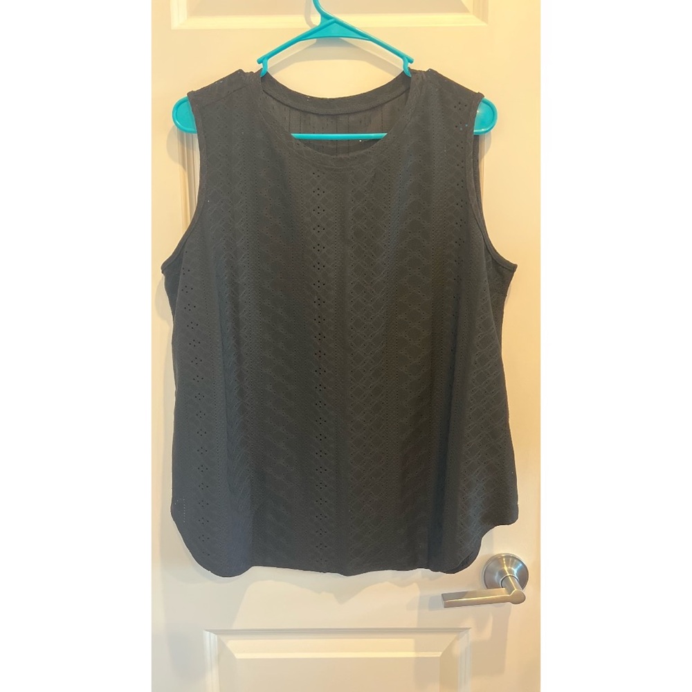 Black Eyelet Tank Top